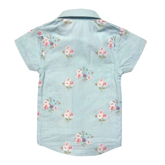 JESSAKAE | 3-6 months Baby Boy Button Up Short Sleeve Collared Shirt Top Floral - Picture 2 of 5